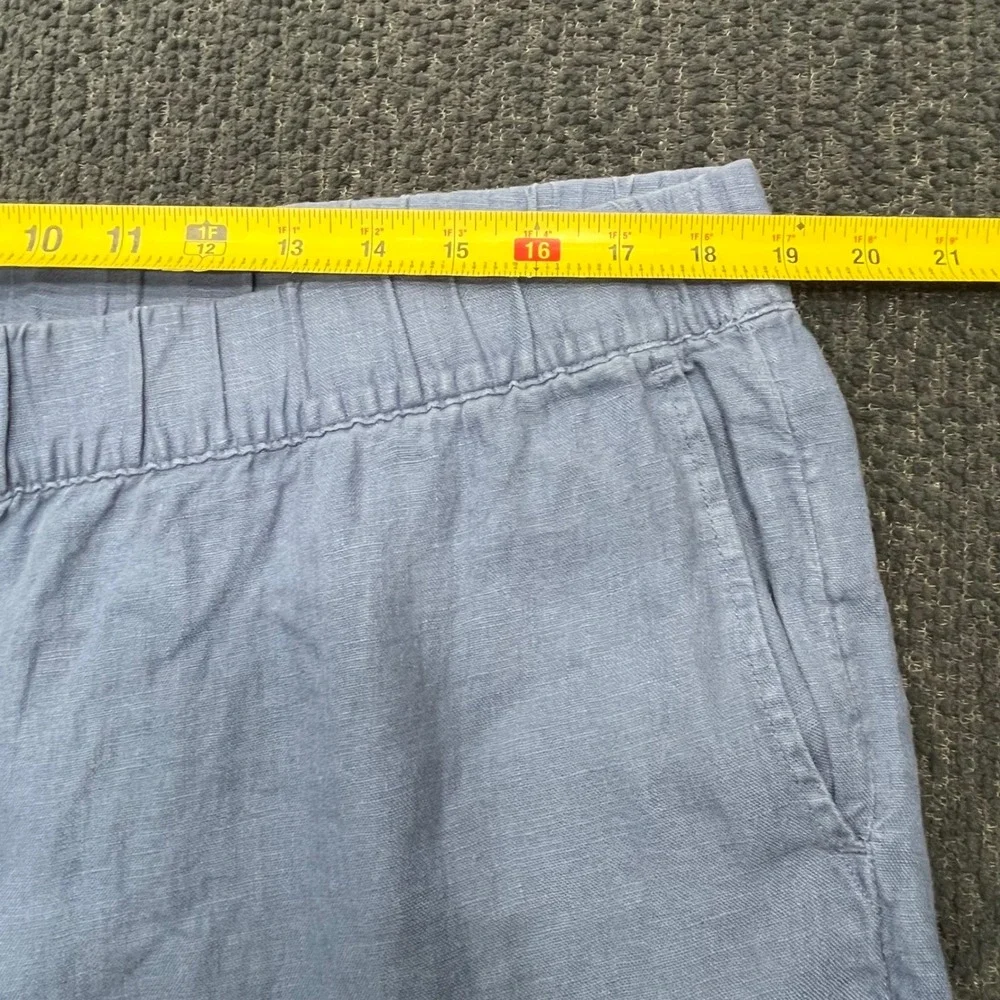 J. Jill Pure Jill Linen 2 Piece Set Top & Pants Wide Leg Indigo Blue M/L NWT